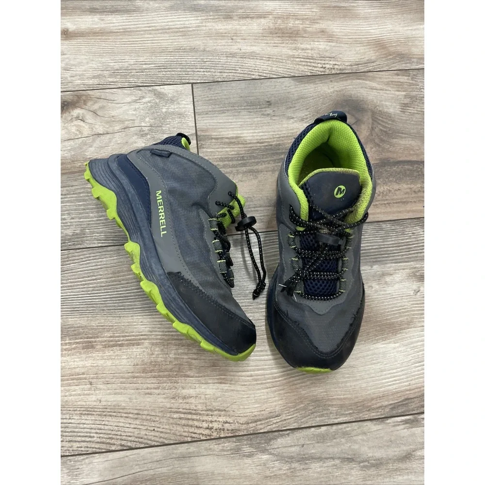 Merrell Big Kids Moab Speed Mid Navy Grey Lime Hiking Shoes MK265212 Size 2.0W